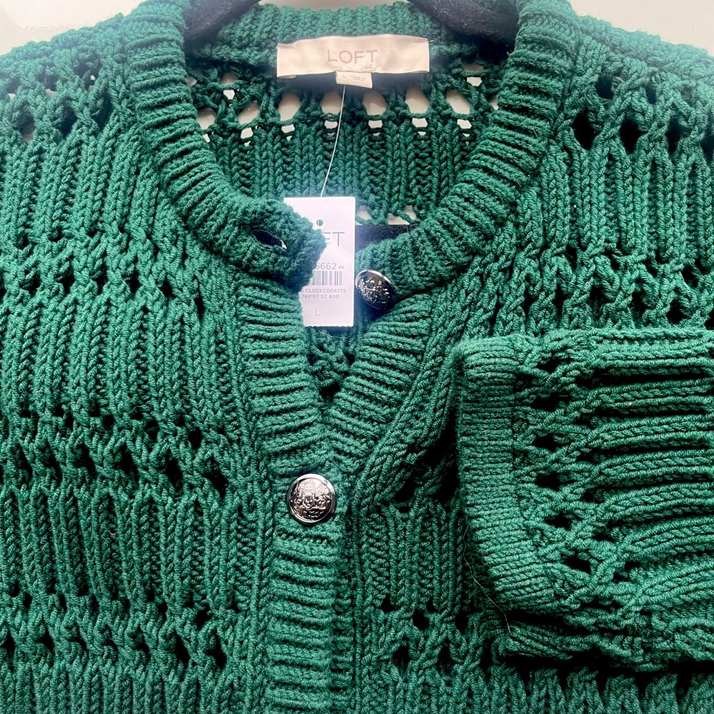 Loft button-up Sweater w/pewter color buttons.